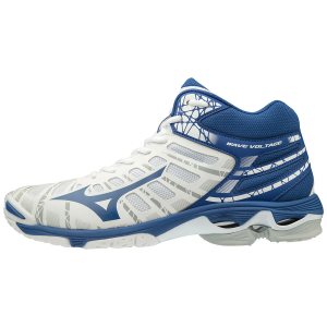 Mizuno Wave Voltage Mid Mens Volleyball Shoes Canada - White/Blue